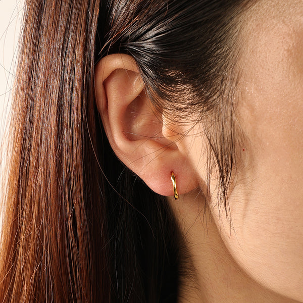 FE2164 925 Sterling Silver Simple Knot Wire Wrap Earrings