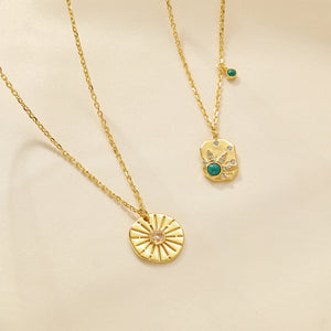VFN0108 Turquoise Square Sunflower Necklace