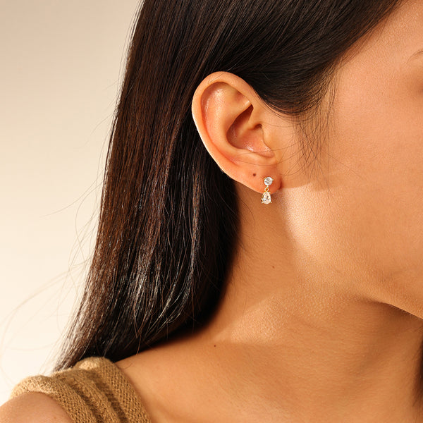 FE2774 925 Sterling Silver Cubic Zirconia Waterdrop Stud Earring