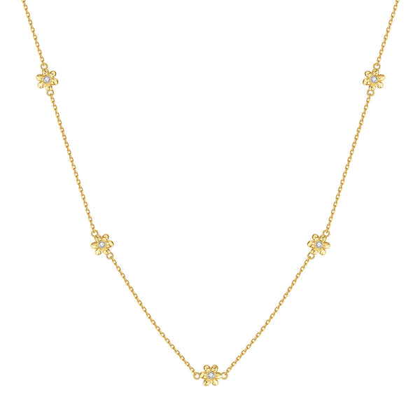 VFX0157 Seven Daisy Flower CZ Necklace