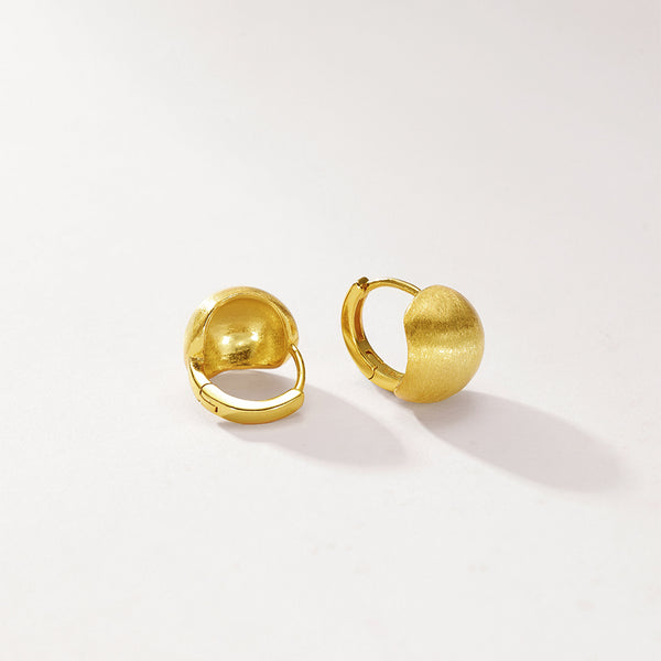 FE2939 925 Sterling Silver Spherical Brushed Frosted Earrings