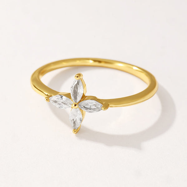 VFJ0344 Marquise Cubic Zircoia Flower Ring