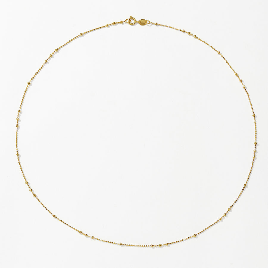 FX1295 925 Sterling Silver Gold Beaded Chain Necklaces
