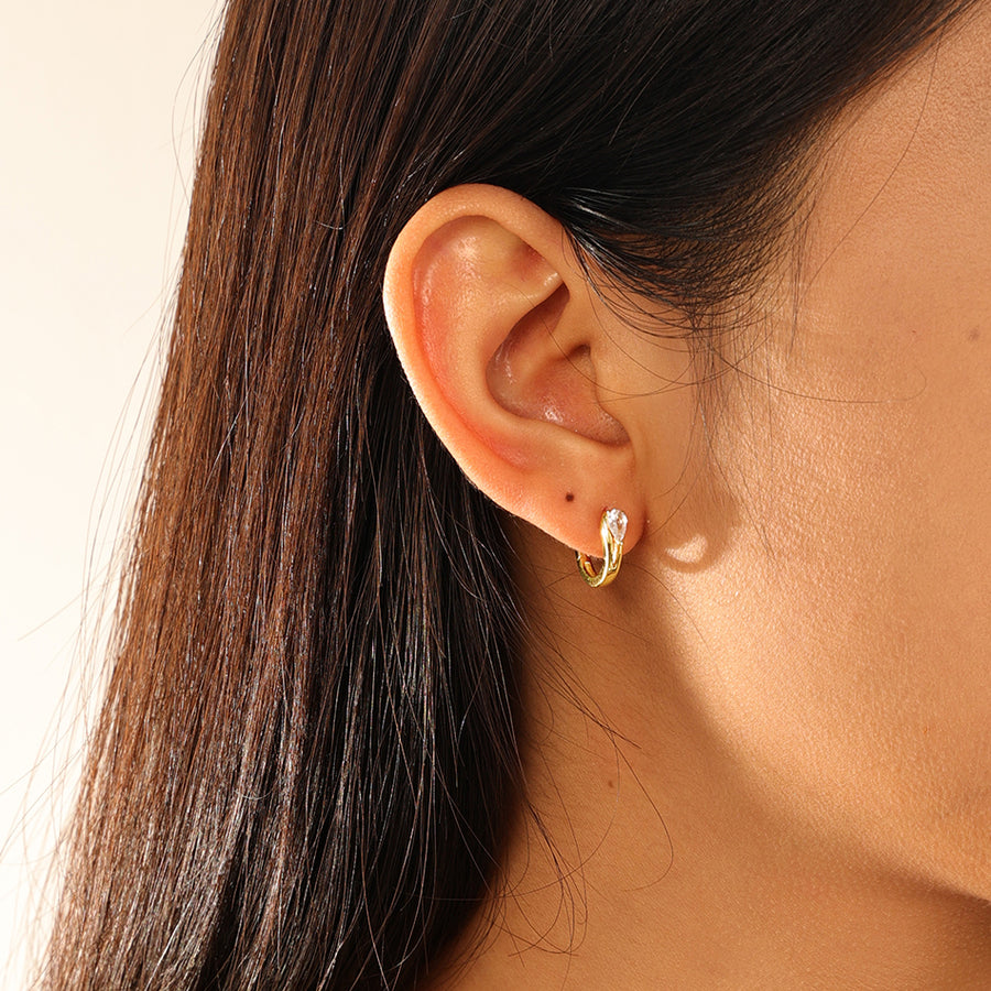 VFE0056 Pear Cut Zirconia Hoop Earrings