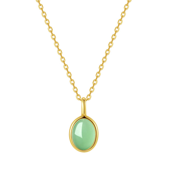 VFX0720 Oval Natural Stone Pendant Necklaces