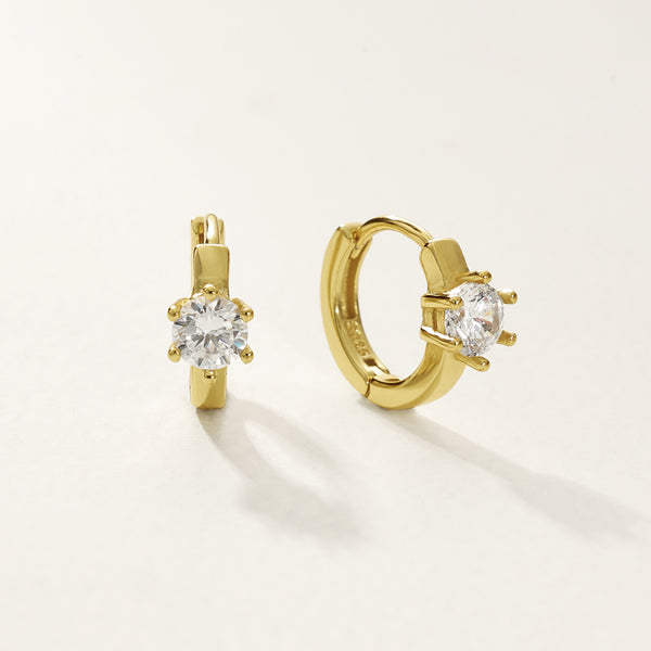 FE2802 925 Sterling Silver Cubic Zirconia Hoop Earring