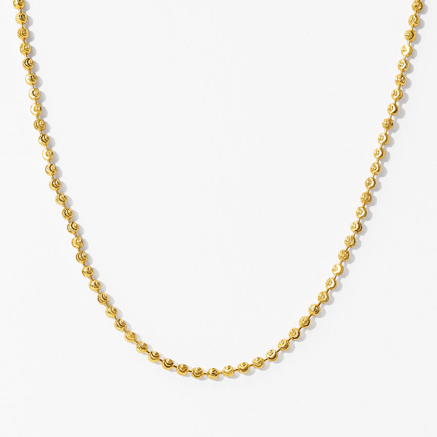 FX1288 925 Sterling Silver Crescent Gold Bead Chain Necklace