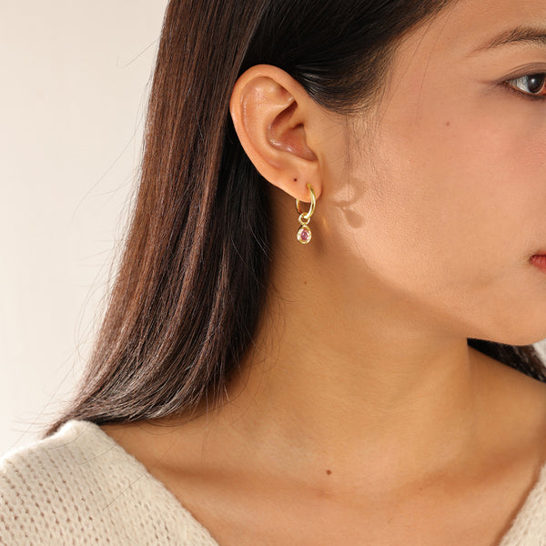 VFD0125 Pink Teardrop Cubic Zirconia Charm Pendant For Earring Making