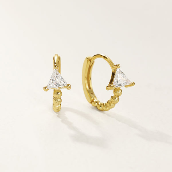 FE2758 925 Sterling Silver Geometric Triangle CZ Hoop Earring