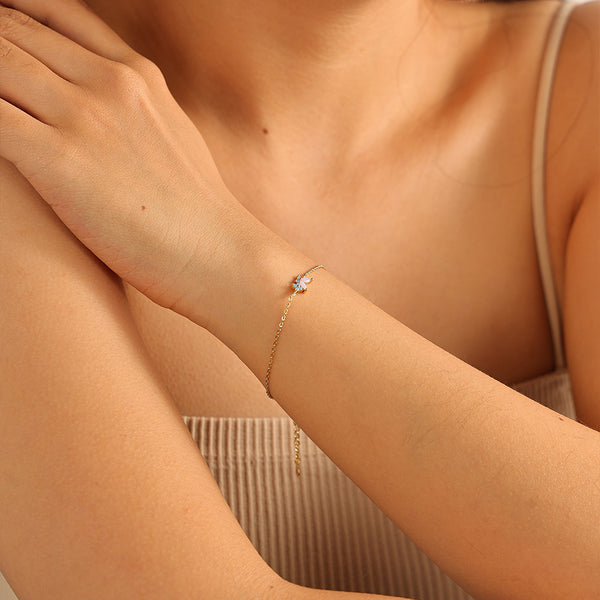 VFS0143 Milky Opal Pink Nano Butterfly Flower Women Bracelet