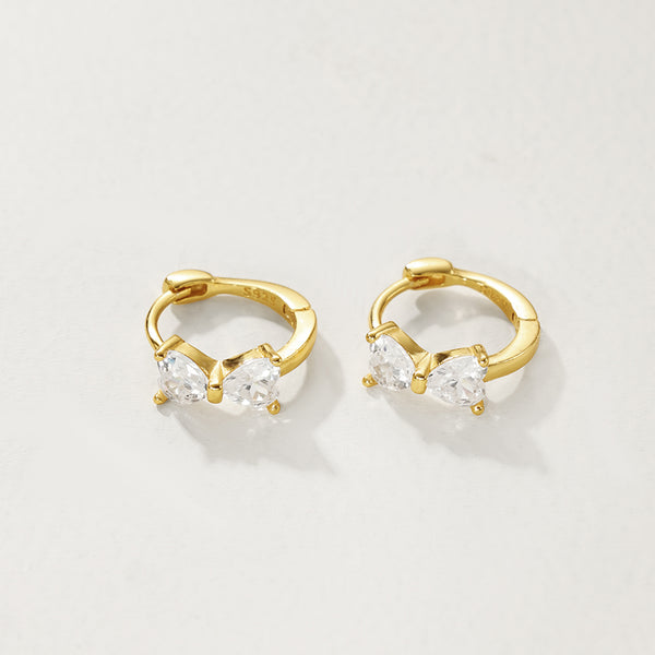 FE2803 925 Sterling Silver Cubic Zirconia Bow Hoop Earrings