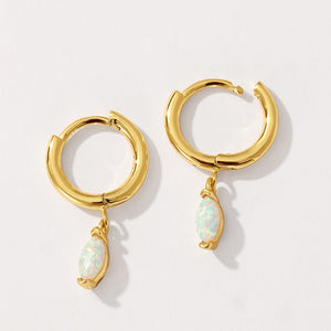 VFE0355 Marquise Opal Drop Hoop Earrings