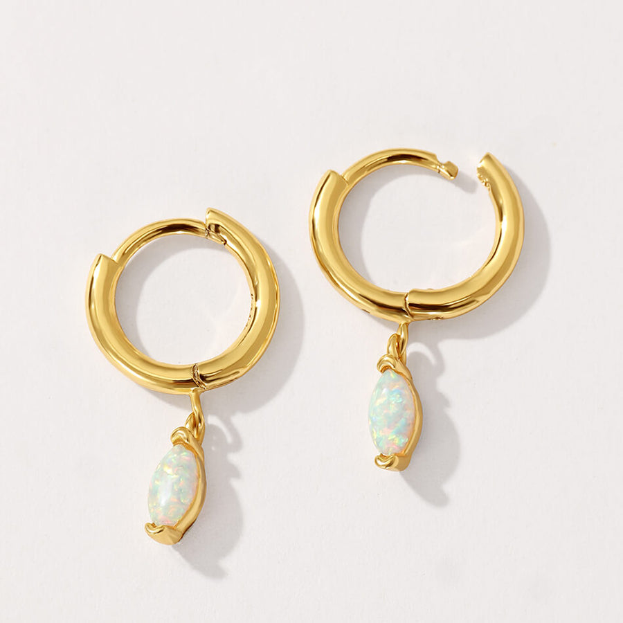 VFE0355 Marquise Opal Drop Hoop Earrings