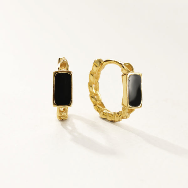 FE2772 925 Sterling Silver Enamel Hoop Earring