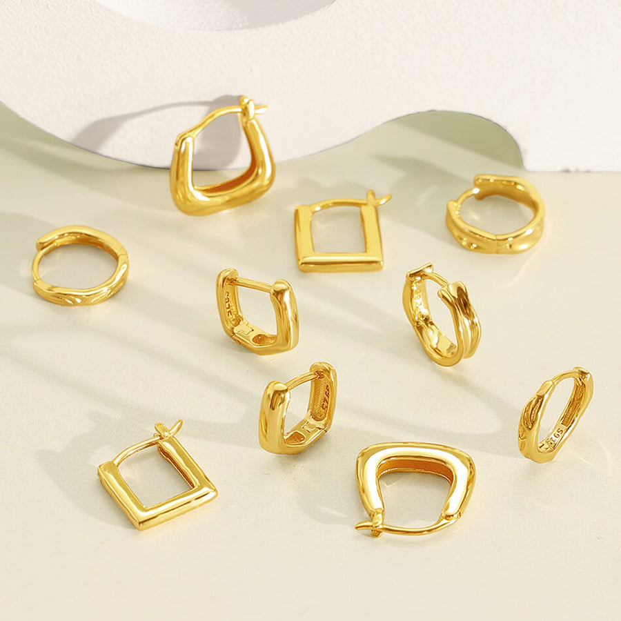 VFE0435 Bold Organic Huggie Hoop Earrings