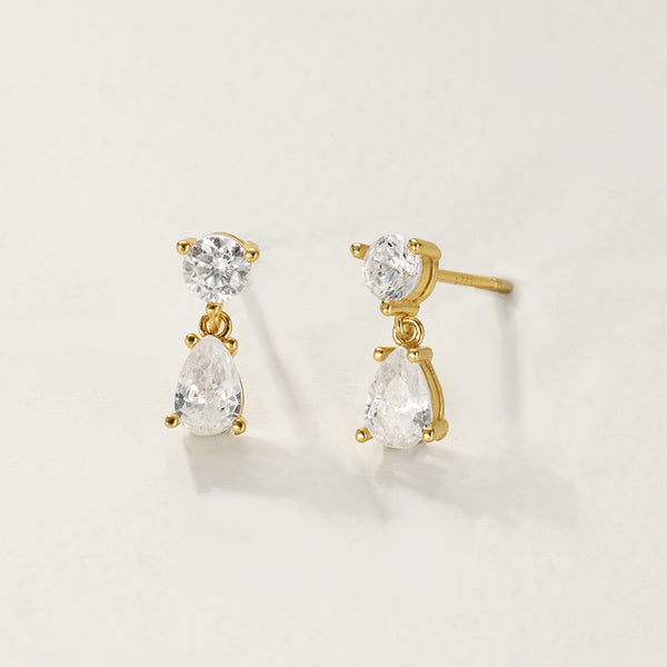 FE2774 925 Sterling Silver Cubic Zirconia Waterdrop Stud Earring