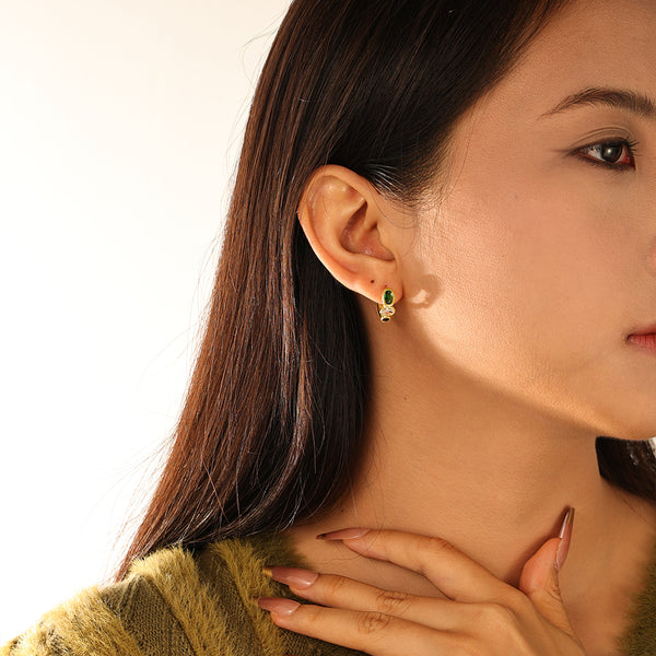 FE3095 Zircon Hoop Earrings