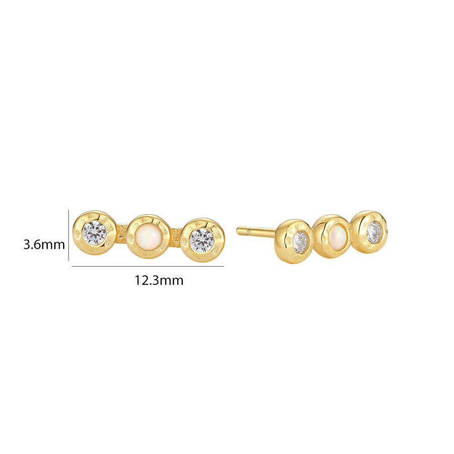 VFE0370 Horizontal Bar Opal CZ Stud Earring