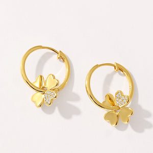 VFE0305 Four Leaf Clover Hoop Earring