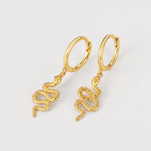 FE2140 925 Sterling Silver Pleated Snake  Dangle Earrings