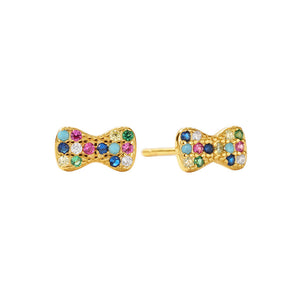 FE3495 Colorful CZ Bow Stud Earrings
