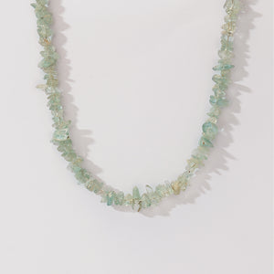 PN0170  925 Sterling Silver Gemstome Green Chip Necklace