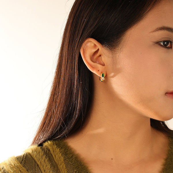 FE3095 Zircon Hoop Earrings