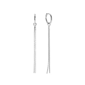 FE2956  925 Sterling Silver Long Tassel Hoop Earrings
