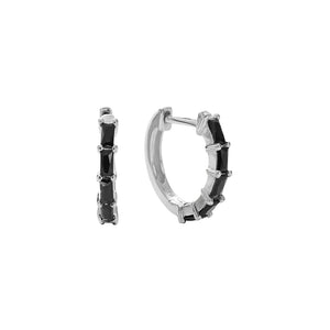 FE2846 925 Sterling Silver Pave Diamond CZ Hoop Earrings