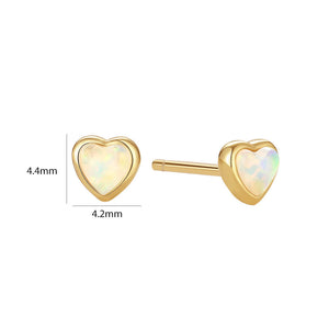 VFE0363 Bezel Heart Opal Stud Earring