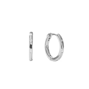 FE2954 925 Sterling Silver Simple Zircon Hoop Earrings