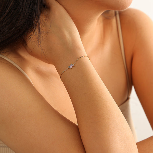 VFS0143 Milky Opal Pink Nano Butterfly Flower Women Bracelet