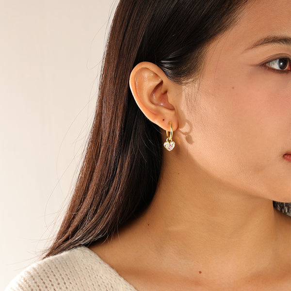 VFD0126 I Love You CZ Heart Charm Pendant For Earrings Making