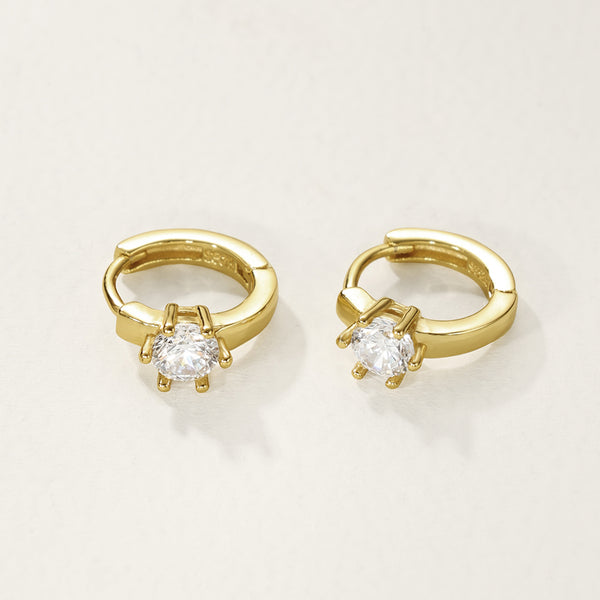 FE2802 925 Sterling Silver Cubic Zirconia Hoop Earring