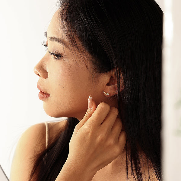 VFE0313 Opal and CZ Wing Ear Climbers Stud Earring