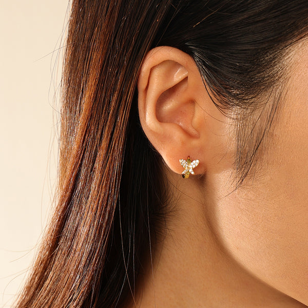 FE2753 925 Sterling Silver Chic Butterfly Hoop Earring