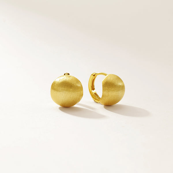 FE2939 925 Sterling Silver Spherical Brushed Frosted Earrings