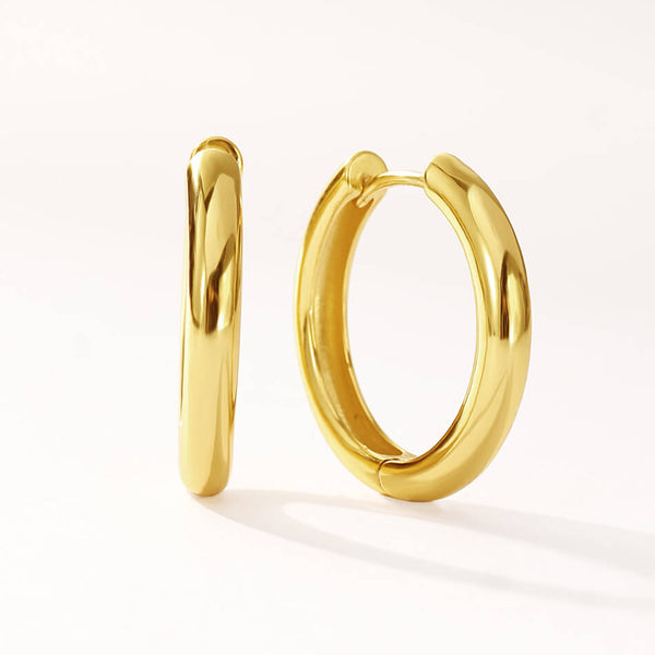 FE3480 Simple High Polish Huggie Hoop Earring