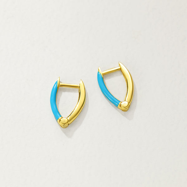FE2893 925 Sterling Silver Simple Enamel Hoop Earrings
