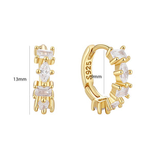 VFE0340 Geometric Baguette Marquise Zirconia Hoop Earrings