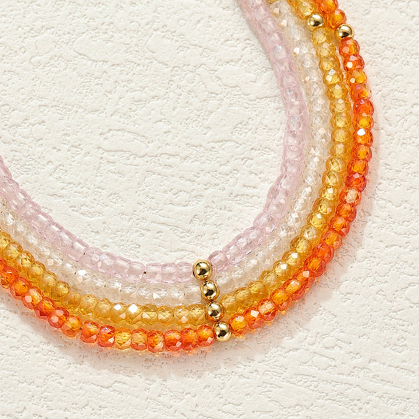 PB0122 Pink Crystal Charm Beaded Bracelets