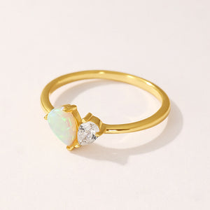 VFJ0326 Waterdrop Pear Cut CZ Opal Toi Et Engagement Ring