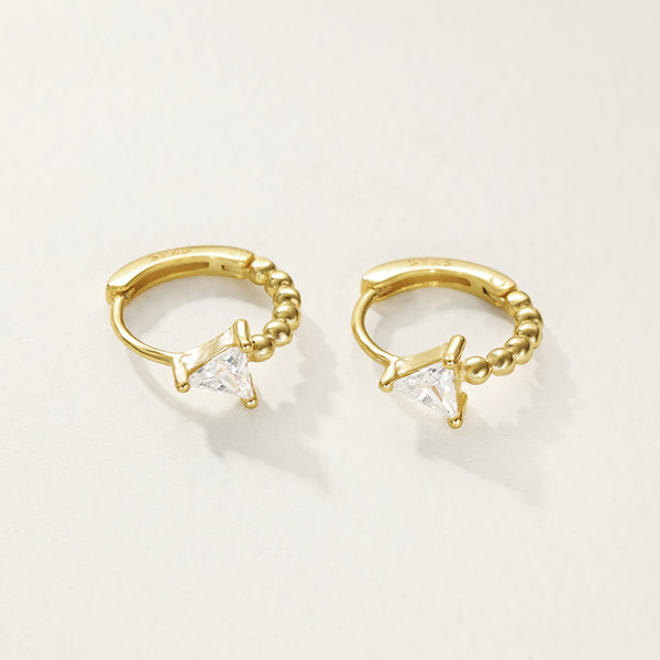 FE2758 925 Sterling Silver Geometric Triangle CZ Hoop Earring