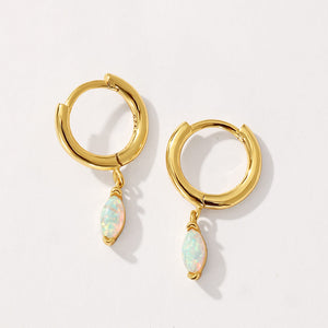 VFE0355 Marquise Opal Drop Hoop Earrings