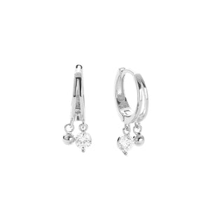 FE2766 925 Sterling Silver Cubic Zirconia Dangle Hoop Earrings