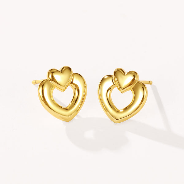 BVFE0717 Brass Plump heart stud Earrings