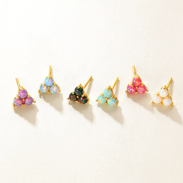 VFE0270 Colorful Opal Trio Mini Stud Earrings