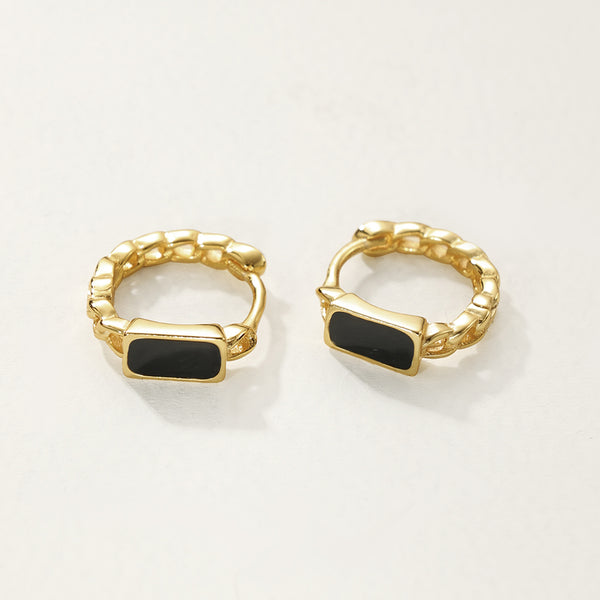 FE2772 925 Sterling Silver Enamel Hoop Earring