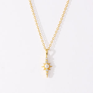 VFX0442 Shell Pearl Starburs Pendant Necklace