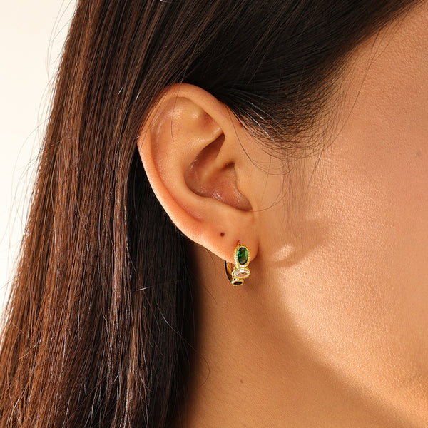 FE3095 Zircon Hoop Earrings